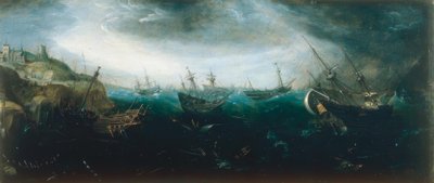 Ships in Stormy Sea by Andries van Eertvelt